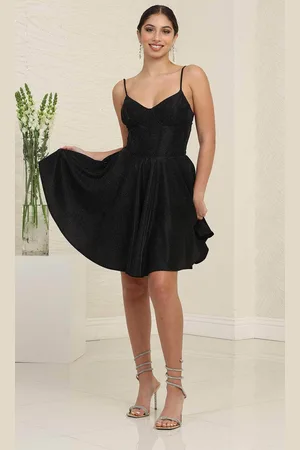 May Queen MQ2096 - Metallic Bustier Cocktail Dress