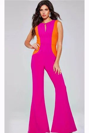 JOVANI 42801 - Sleeveless Jewel Neck Jumpsuit