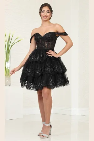May Queen MQ2094 - Tiered A-Line Cocktail Dress