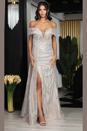 May Queen RQ8100 - Leaf Applique Evening Dress