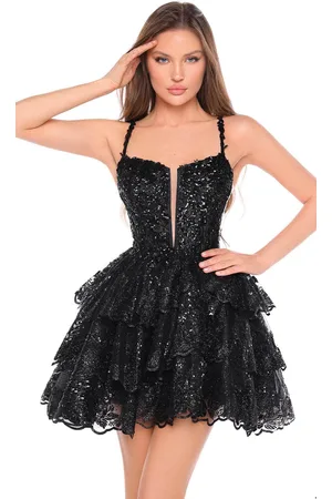 Amarra 88705 - Sequin Plunging Sweetheart Cocktail Dress