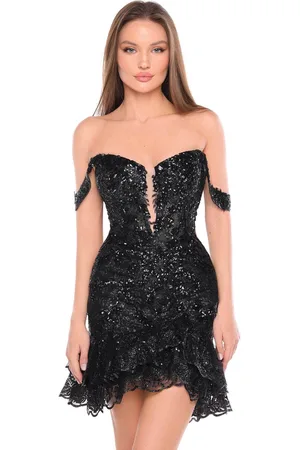 Amarra 88060 - Ruffled Hem Sequin Lace Cocktail Dress