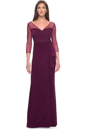 La Femme 31777 - Illusion V-Neck Rhinestone Formal Dress