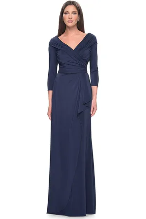La Femme 30845 - Ruched Long Sleeve Evening Dress