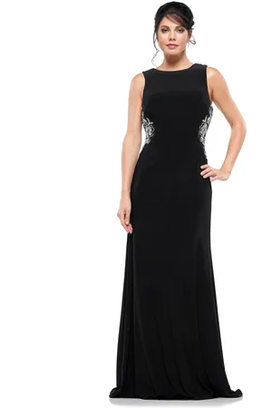 Rina Di Montella RD2029 Bejeweled Bateau Jersey Sheath Dress