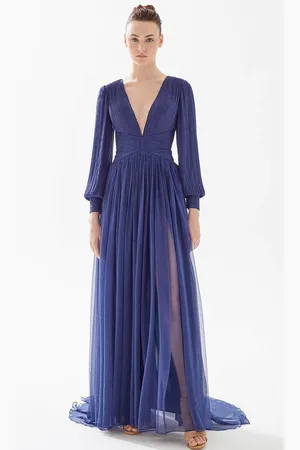TARIK EDIZ 98229 - Bishop Sleeve Pleated Evening Gown
