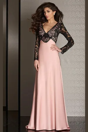 Clarisse M6222 Lace Sleeved V-neck Dress