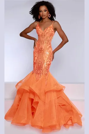 Johnathan Kayne 2835 - V-Neck Ruffle Mermaid Prom Dress