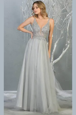 May Queen MQ1798 - Sleeveless Plunging V-Neck Prom Gown