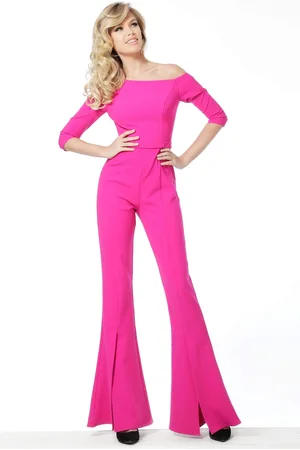 JOVANI 1867 Off-Shoulder Crepe Jumpsuit