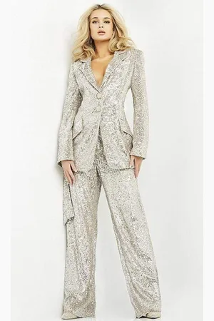 JOVANI 04904 Shiny Loose Contemporary Blazer