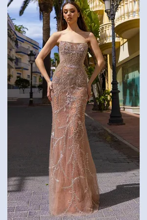 Chic And Holland HF110348 - Straight Across Fitted Evening Dress