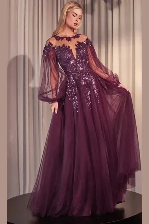 Andrea and Leo A1263 - Bishop Sleeve Evening Gown