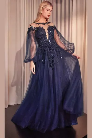Andrea and Leo A1263 - Bishop Sleeve Evening Gown