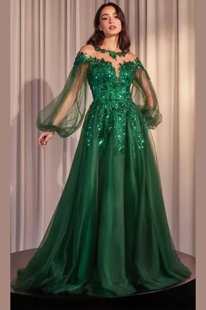 Andrea and Leo A1263 - Bishop Sleeve Evening Gown