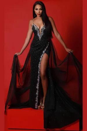 Johnathan Kayne 2954 - Backless Rhinestone Ornate Evening Gown
