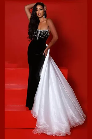 Johnathan Kayne 2945 - Contrast Overskirt Evening Gown