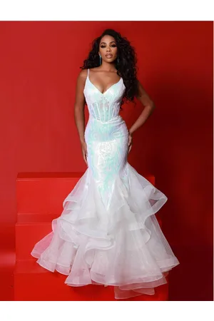 Johnathan Kayne 2835 - V-Neck Ruffle Mermaid Prom Dress