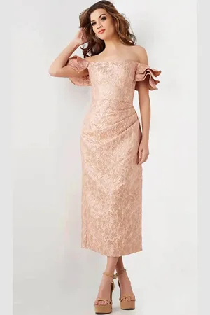 JOVANI 25667 - Straight-Across Tea-length Dress