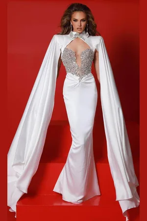 Johnathan Kayne 2957 - Beaded Illusion High Neck Evening Gown