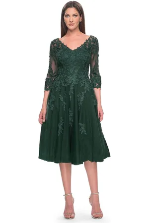 La Femme 30964 - Embroidered A-line Knee-Length Dress