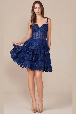 Nox Anabel R880 - Embroidered Sleeveless Cocktail Dress