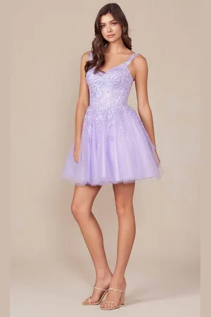 Nox Anabel H846 - V-Neck A-Line Cocktail Dress