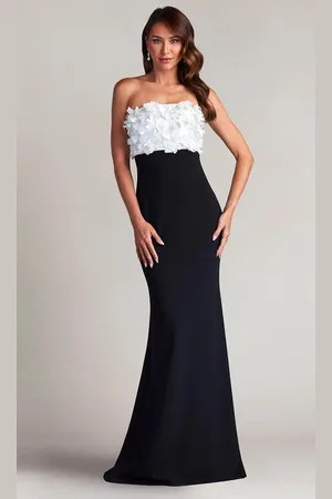 Tadashi Shoji CCE23423L - Strapless Floral Applique Gown