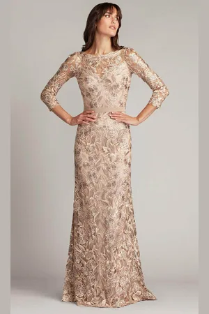 Tadashi Shoji CDP24130L - Floral Embroidered Sheath Gown