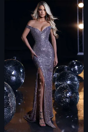 Portia and Scarlett PS23716C - Sweetheart Sequined Long Prom Dress
