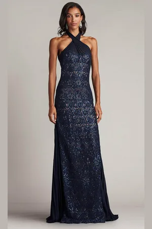 Tadashi Shoji CFC24347L - Cross Halter Evening Gown