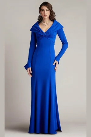 Tadashi Shoji BOS24732L - Pasco Crepe Sheath Portrait Collar Gown