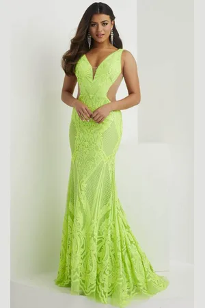 Panoply 14142 - Sequined V-Neck Evening Gown