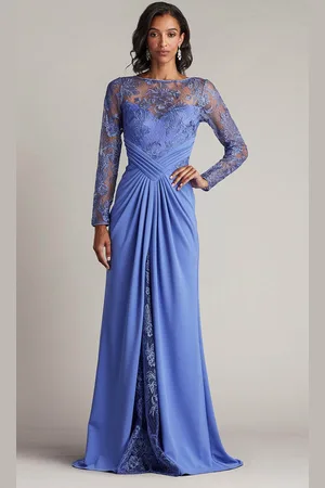 Tadashi Shoji CDV24342L - Embroidered Long Sleeve Evening Gown