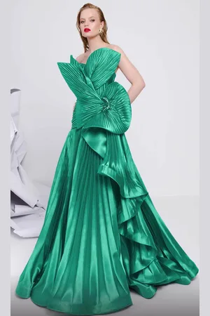 MNM Couture F02867 - Pleated Ribbon Evening Gown