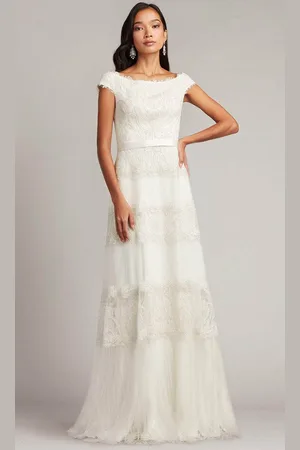 Tadashi Shoji CCA23274L - Embroidered A-Line Wedding Dress