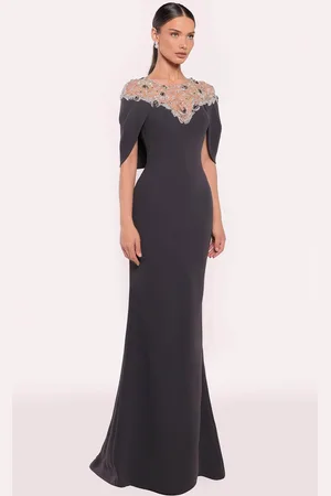 TARIK EDIZ 98805 - Beaded Yoke Long Gown