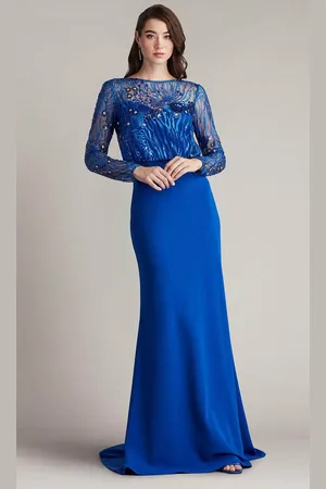 Tadashi Shoji CDU24409L - Sea-Motif Inspired Blouson Evening Gown
