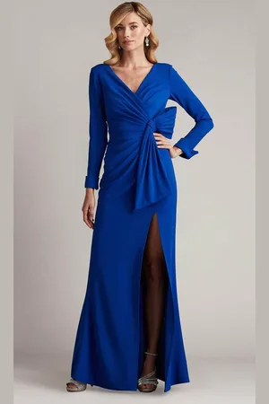 Tadashi Shoji BOS24469L - Draped V-Neck Evening Gown