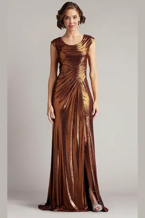 Tadashi Shoji BSJ24459L - Scoop Neck Metallic Gown