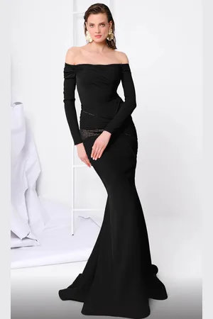 MNM Couture F02848 - Long Sleeve Weaved Evening Gown