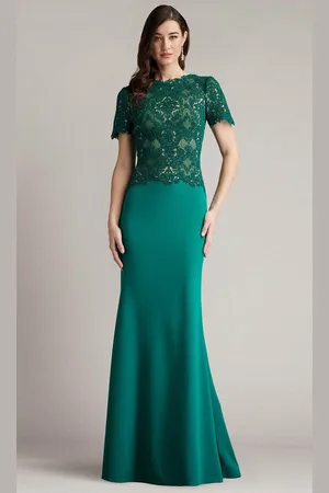 Tadashi Shoji CGC24685L - Short Sleeve Evening Gown