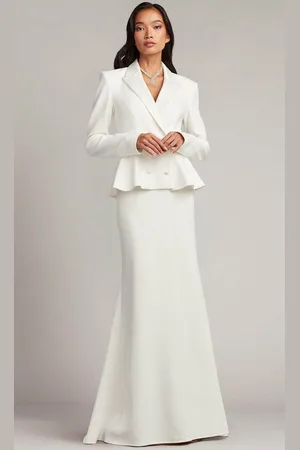 Tadashi Shoji BOS23303LBR - Tuxedo V-Neck Long Gown