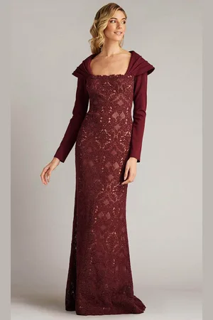 Tadashi Shoji CGC24684L - Embroidered Long Sleeve Evening Gown