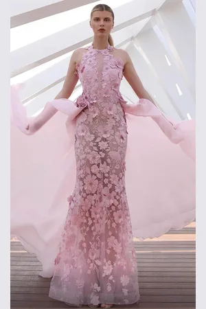 MNM Couture K4128 - See-Through Floral Embroidered Evening Gown