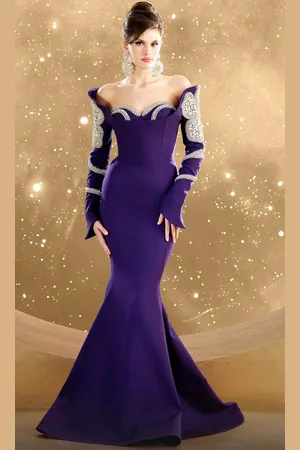MNM Couture F02858 - Crystal Floral Evening Gown