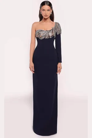 TARIK EDIZ 98712 - Long Sleeve One Shoulder Gown