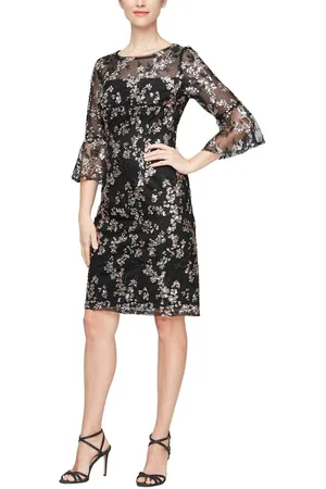 Alex Evenings 81171268 Quarter Sleeved Midi Laced Dress