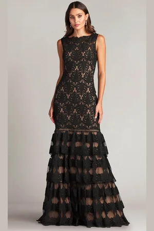 Tadashi Shoji CDY24229L - Tiered Embroidered Long Gown