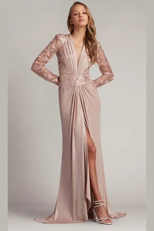 Tadashi Shoji CDL24053L - Sheer Long Sleeve Evening Dress